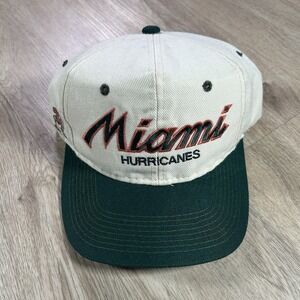 VTG Sports Specialties Miami Hurricanes Script Snapback Hat White Wool Cap